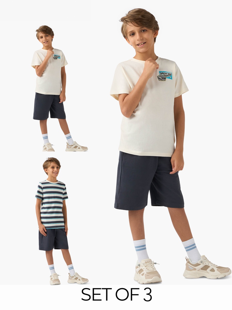 3-Piece Printed T-Shirts and Shorts Set