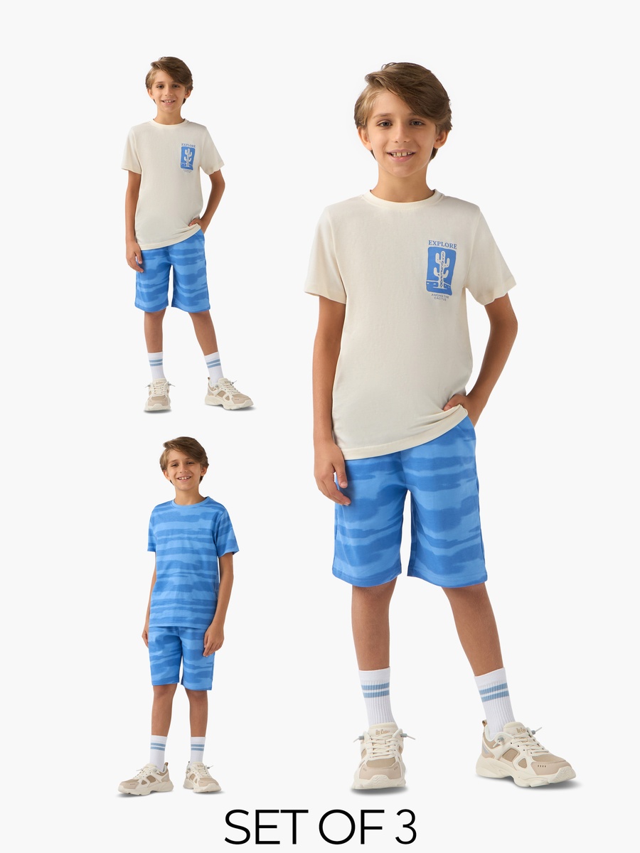 3-Piece Printed T-Shirts and Shorts Set