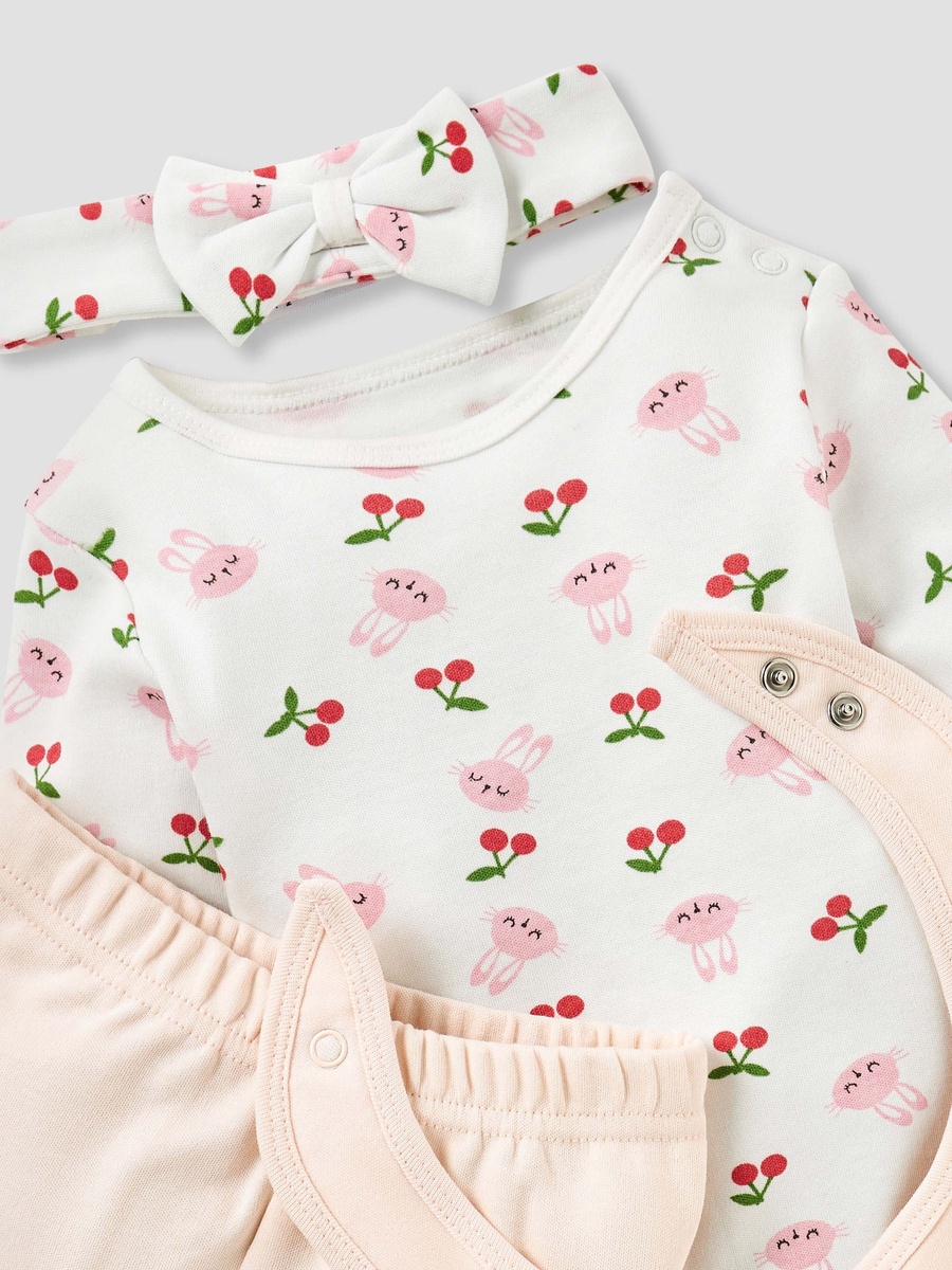 4-Piece Bunny Print Clothing Set