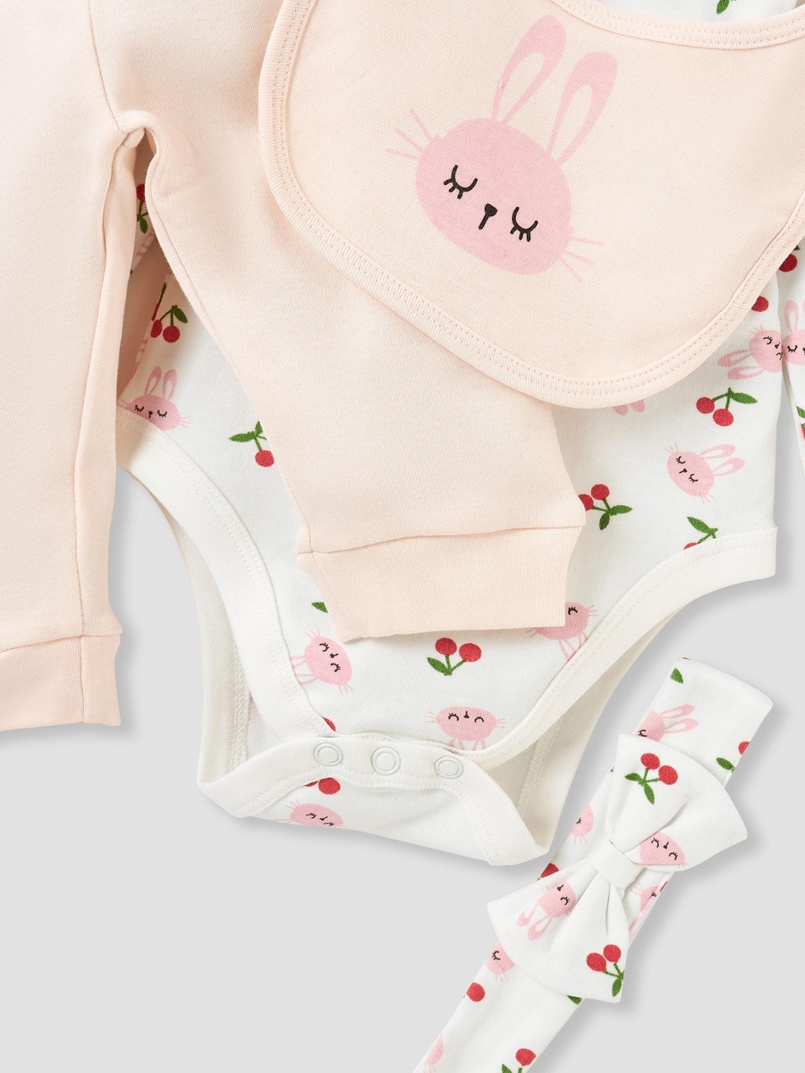 4-Piece Bunny Print Clothing Set