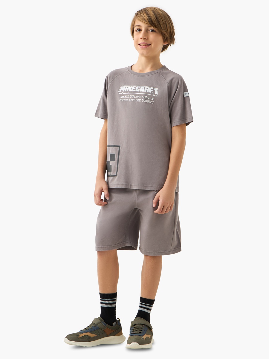 Minecraft Printed Crew Neck T-Shirt and Shorts Set