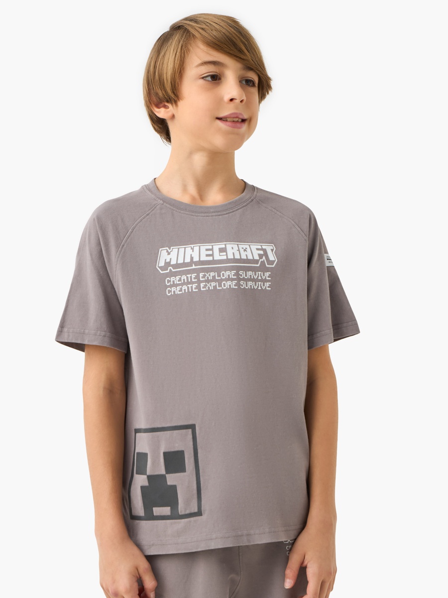Minecraft Printed Crew Neck T-Shirt and Shorts Set