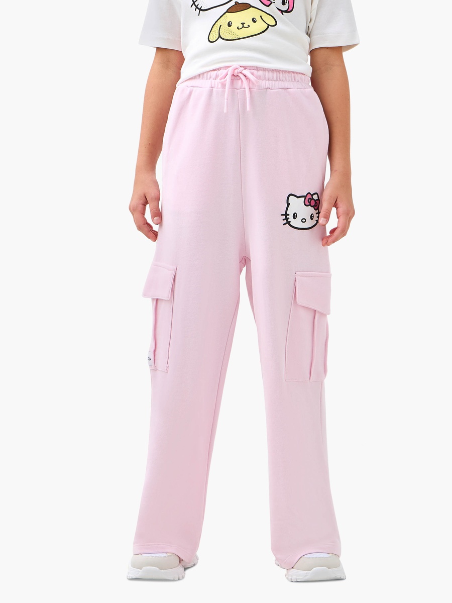 Hello Kitty Print Cargo Pants with Drawstring Closure