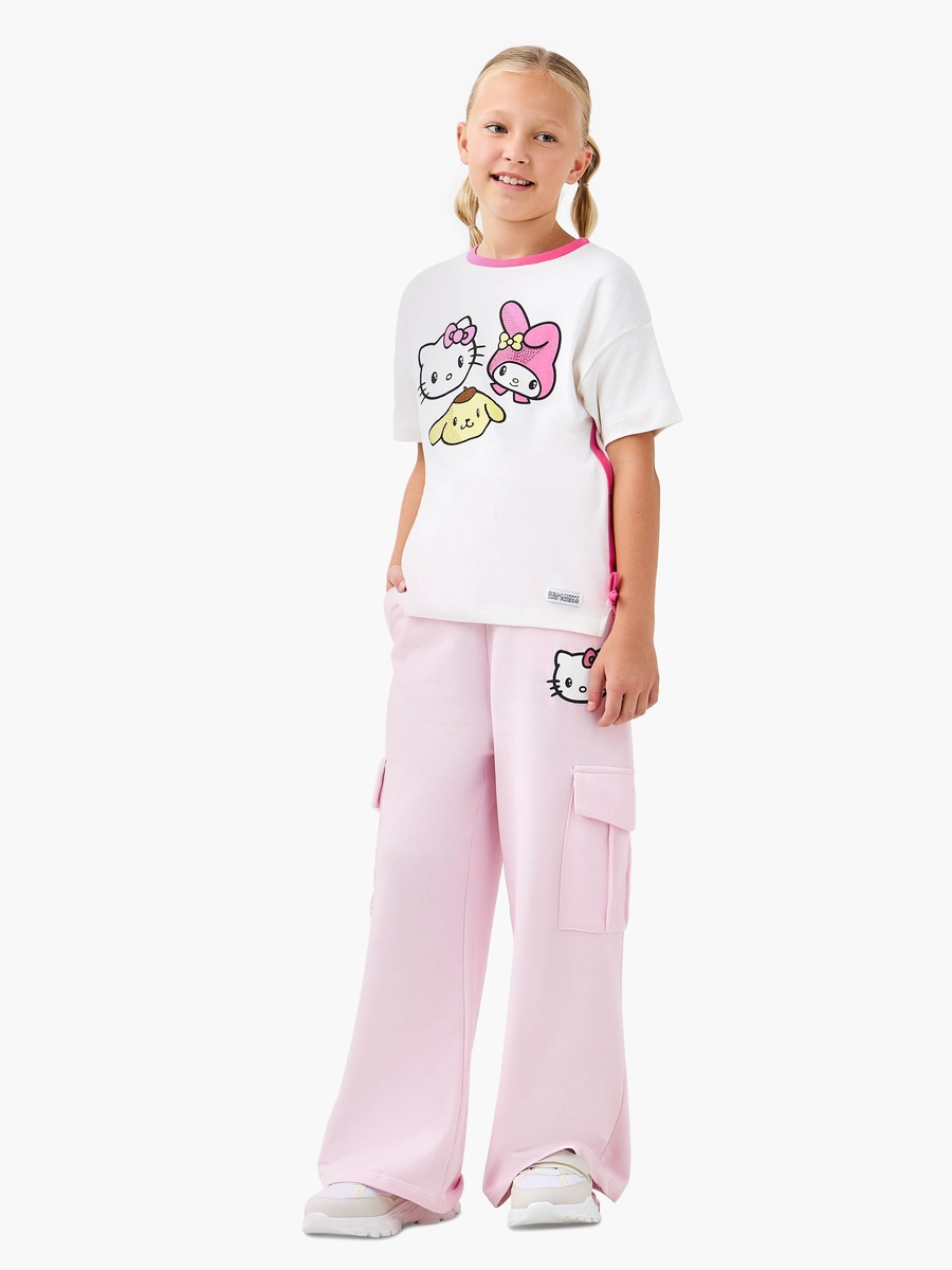 Hello Kitty Print Cargo Pants with Drawstring Closure
