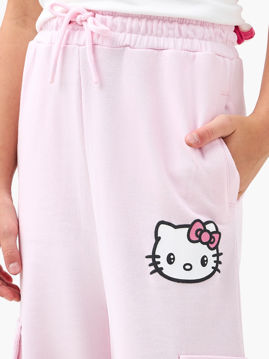 Hello Kitty Print Cargo Pants with Drawstring Closure