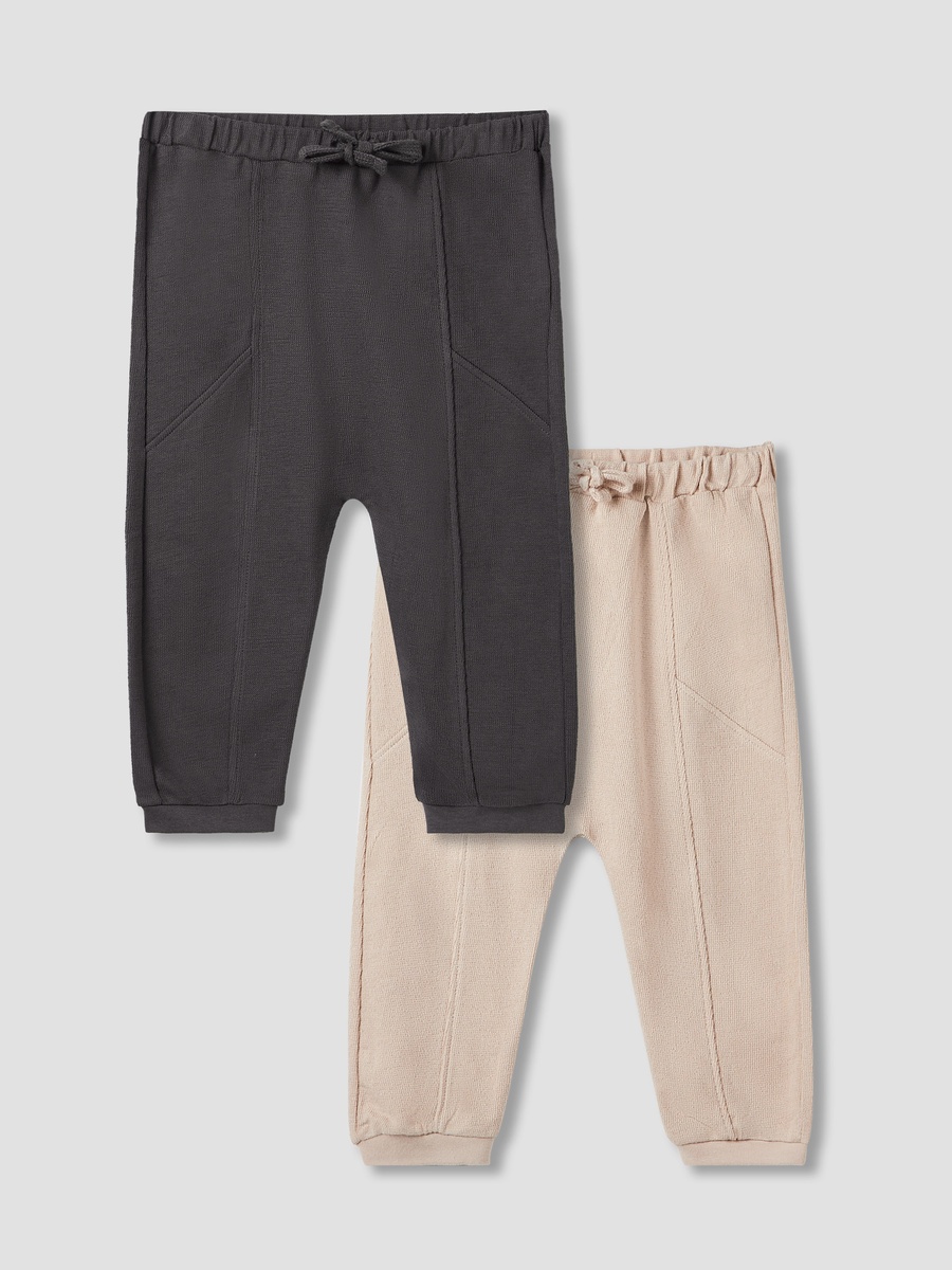 Textured Joggers with Bow Detail - Set of 2