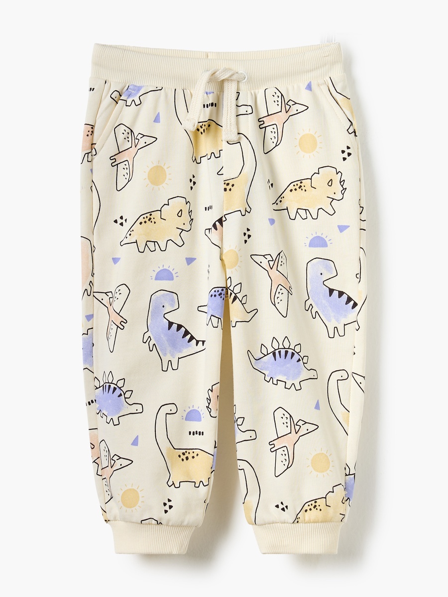 All-Over Dinosaur Print Joggers with Drawstring Closure