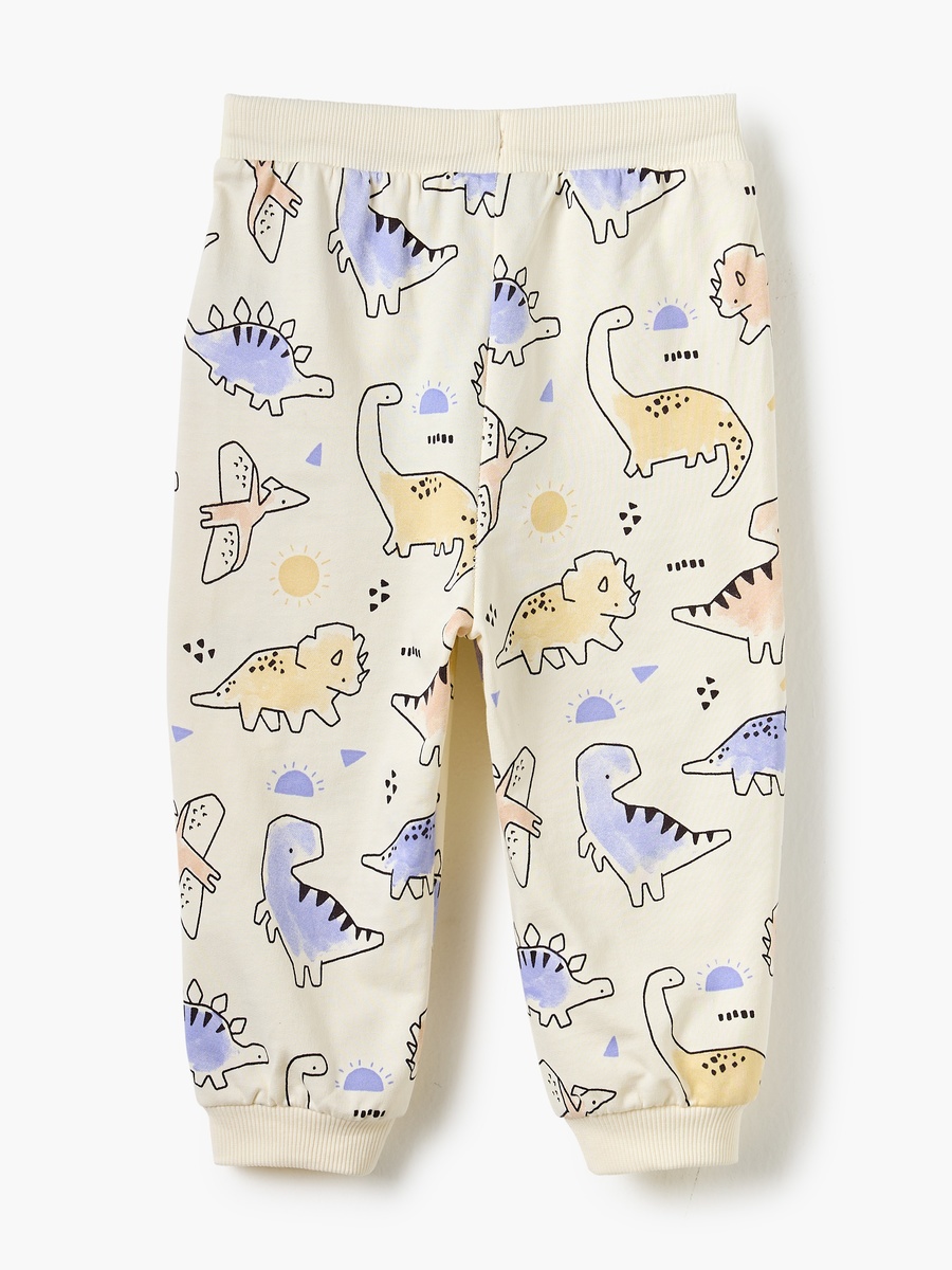 All-Over Dinosaur Print Joggers with Drawstring Closure