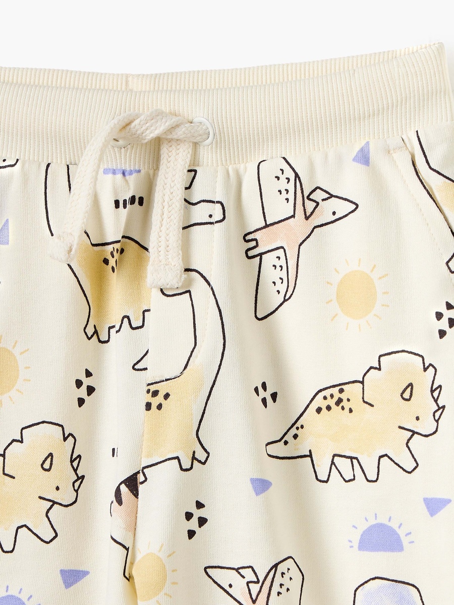 All-Over Dinosaur Print Joggers with Drawstring Closure