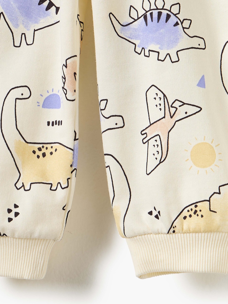 All-Over Dinosaur Print Joggers with Drawstring Closure