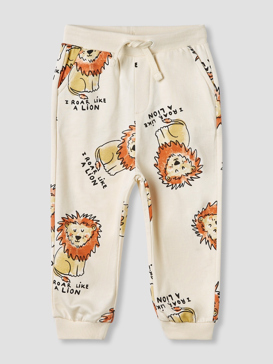 Lion Print Joggers with Pockets