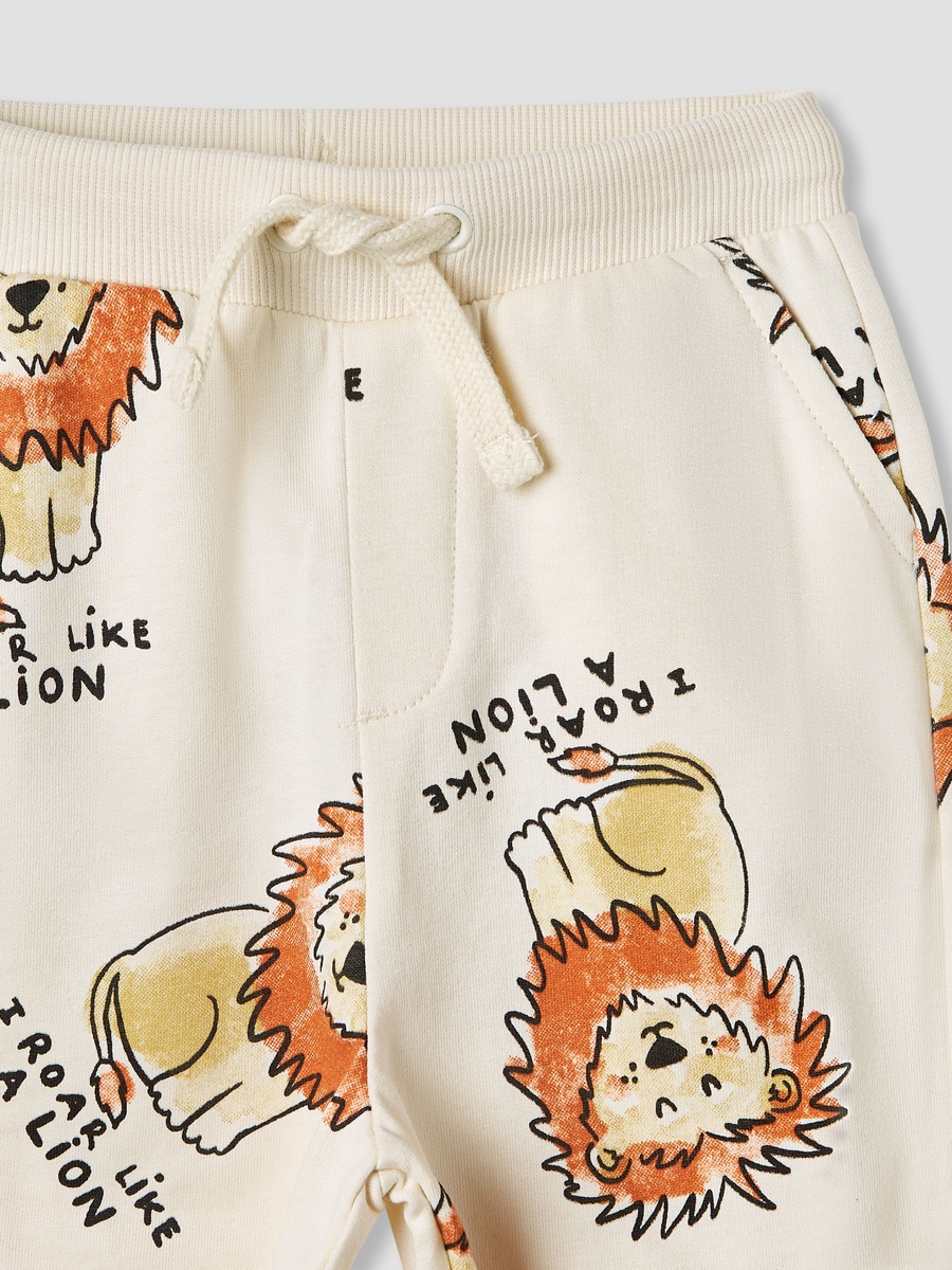 Lion Print Joggers with Pockets