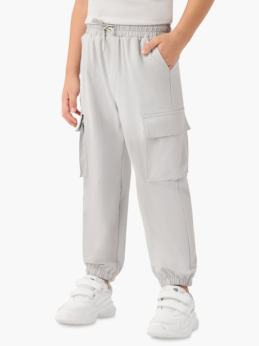 Logo Print Cargo Joggers with Drawstring Waist