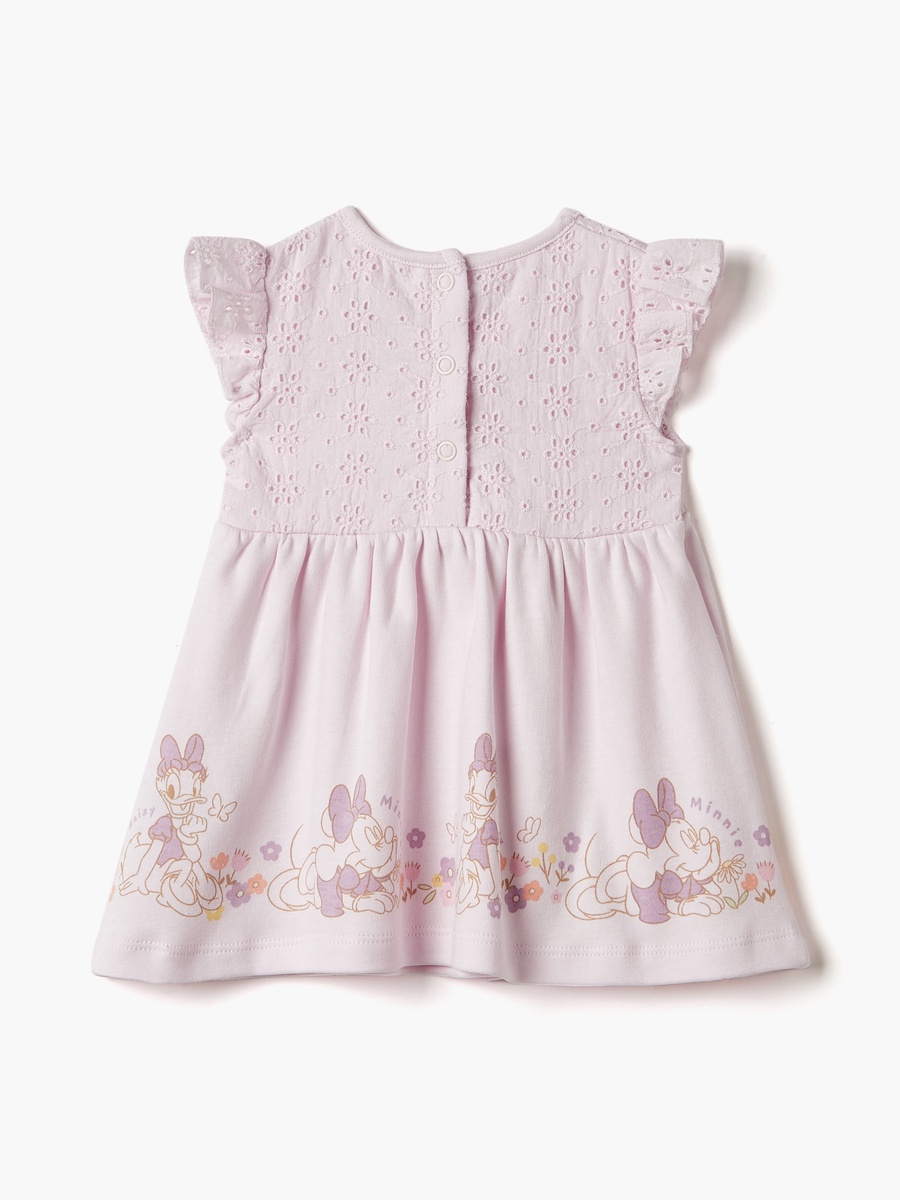 Minnie Mouse and Daisy Duck Print Dress with Schiffli Detail