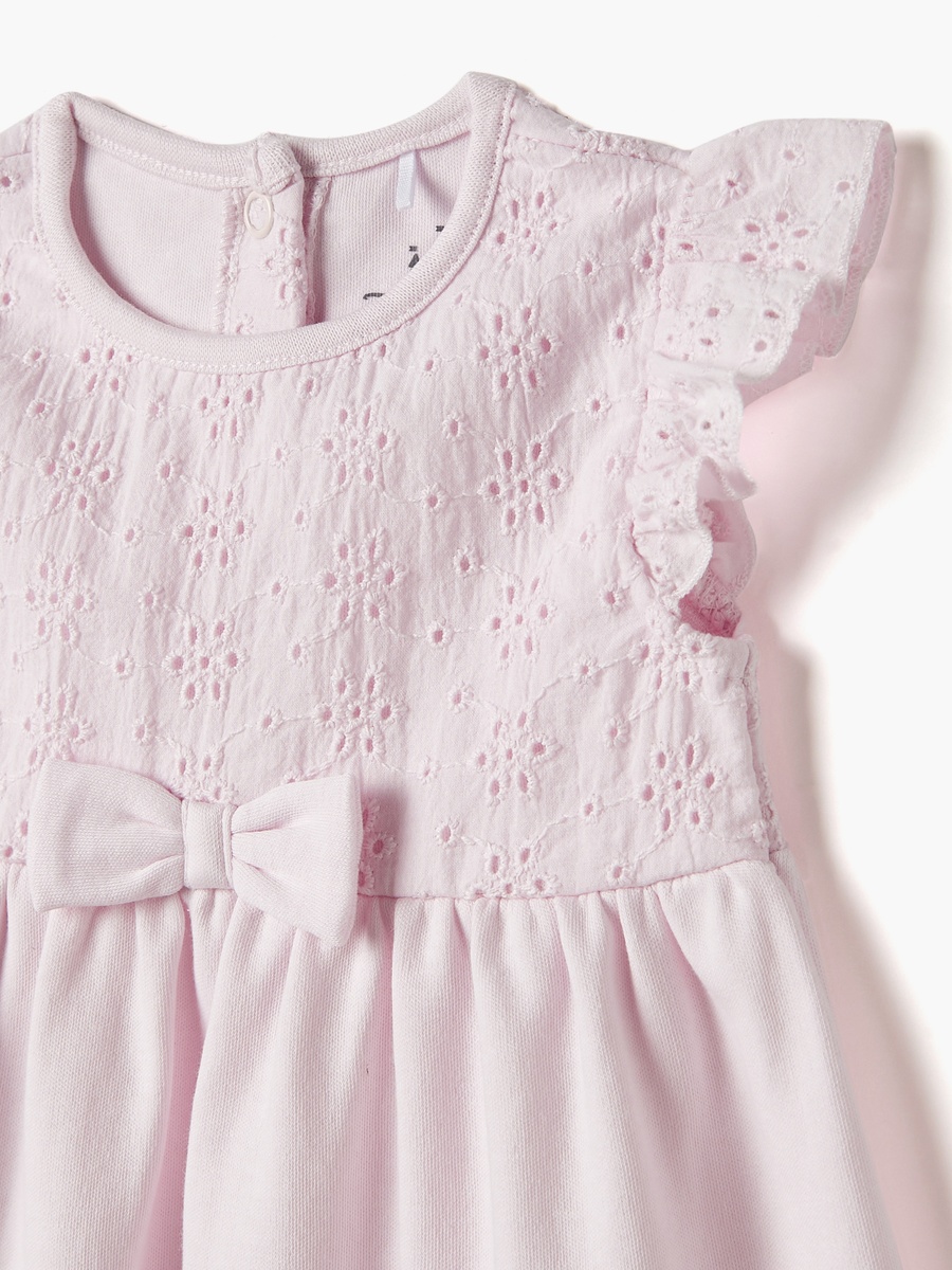 Minnie Mouse and Daisy Duck Print Dress with Schiffli Detail