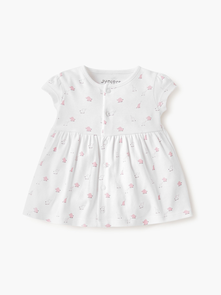 Elephant Print A-Line Dress with Button Closure - Set of 2