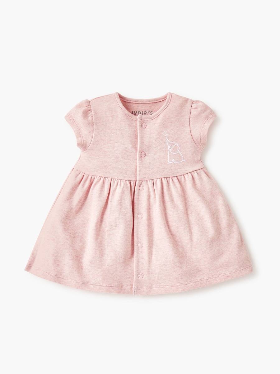 Elephant Print A-Line Dress with Button Closure - Set of 2