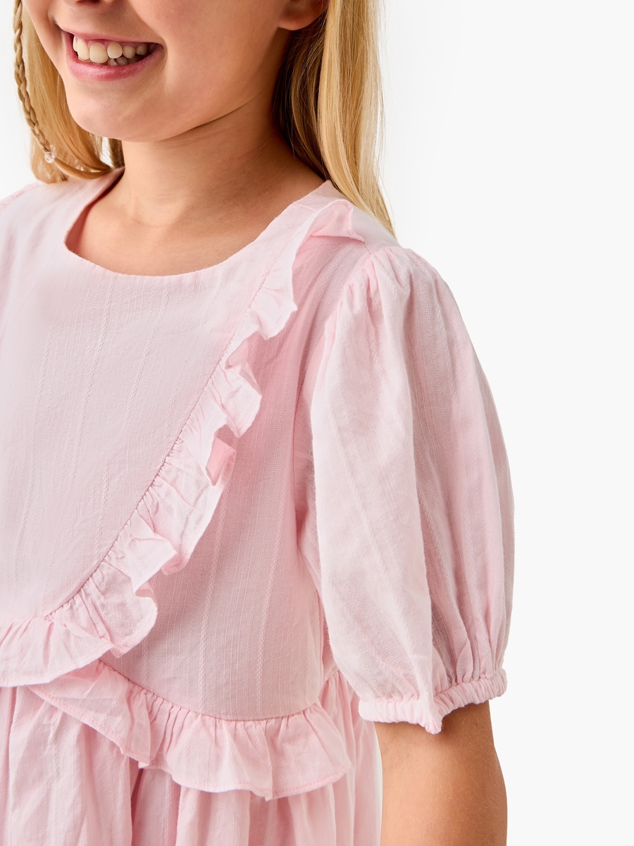 Solid Dress with Ruffle Detail and Short Sleeves