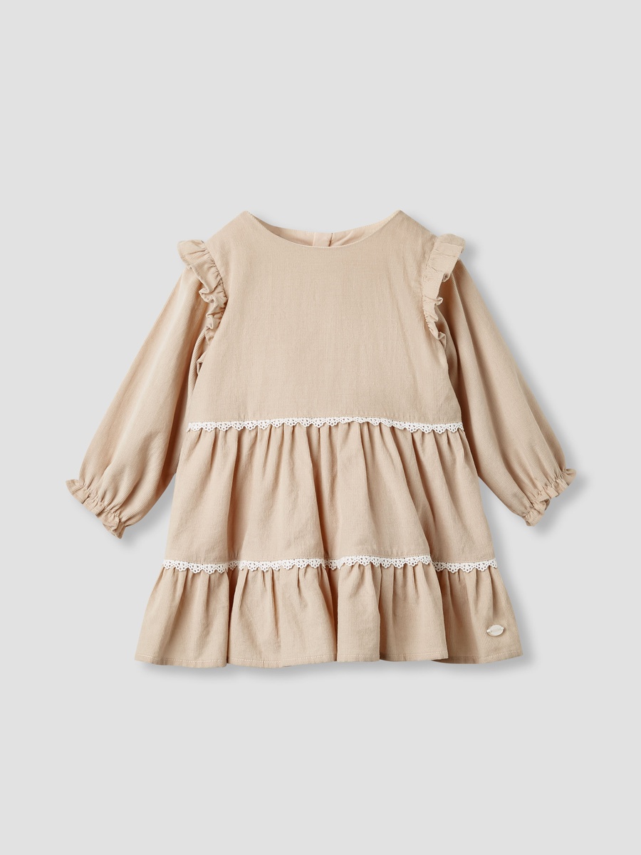 Tiered Dress with Sleeveless Jacket and Tights