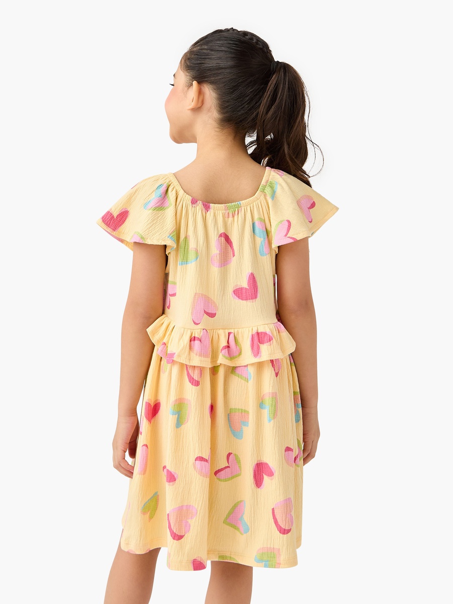 Heart Print Dress with Ruffles