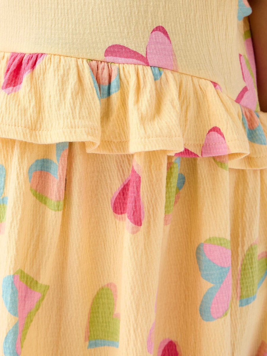Heart Print Dress with Ruffles