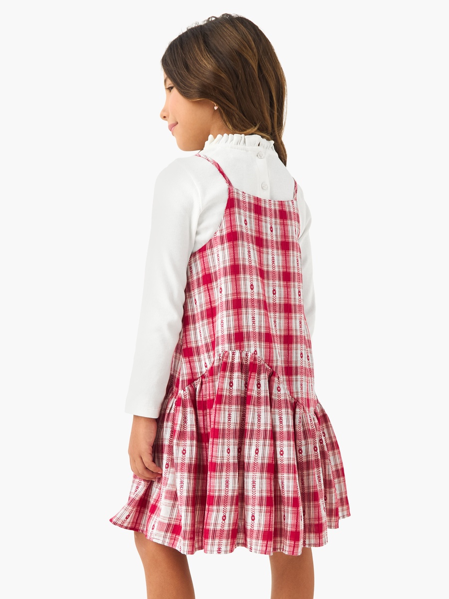 Piecrust Neck Top with Pinafore Dress