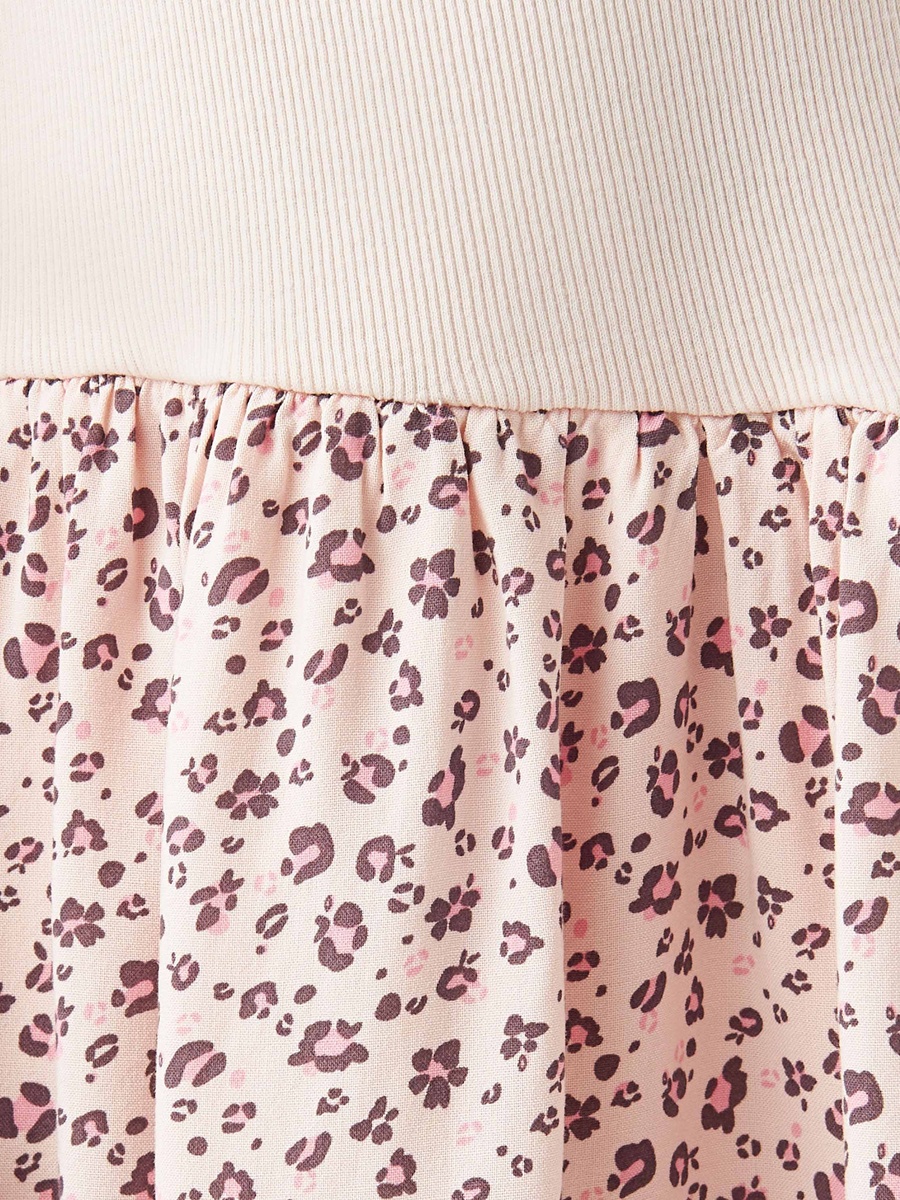 Animal Print Tiered Dress with Short Sleeves
