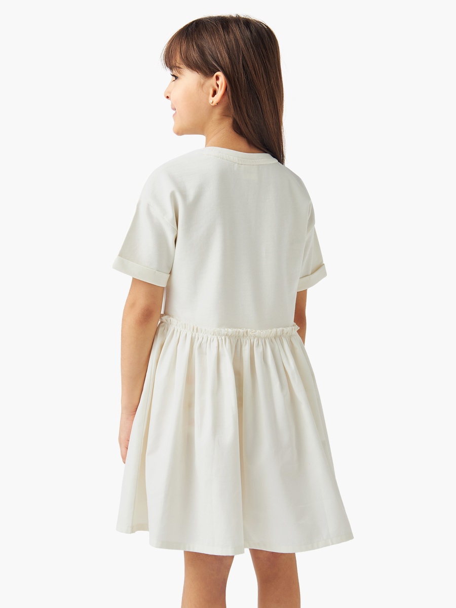 Stitch and Angel Print Dress with Short Sleeves