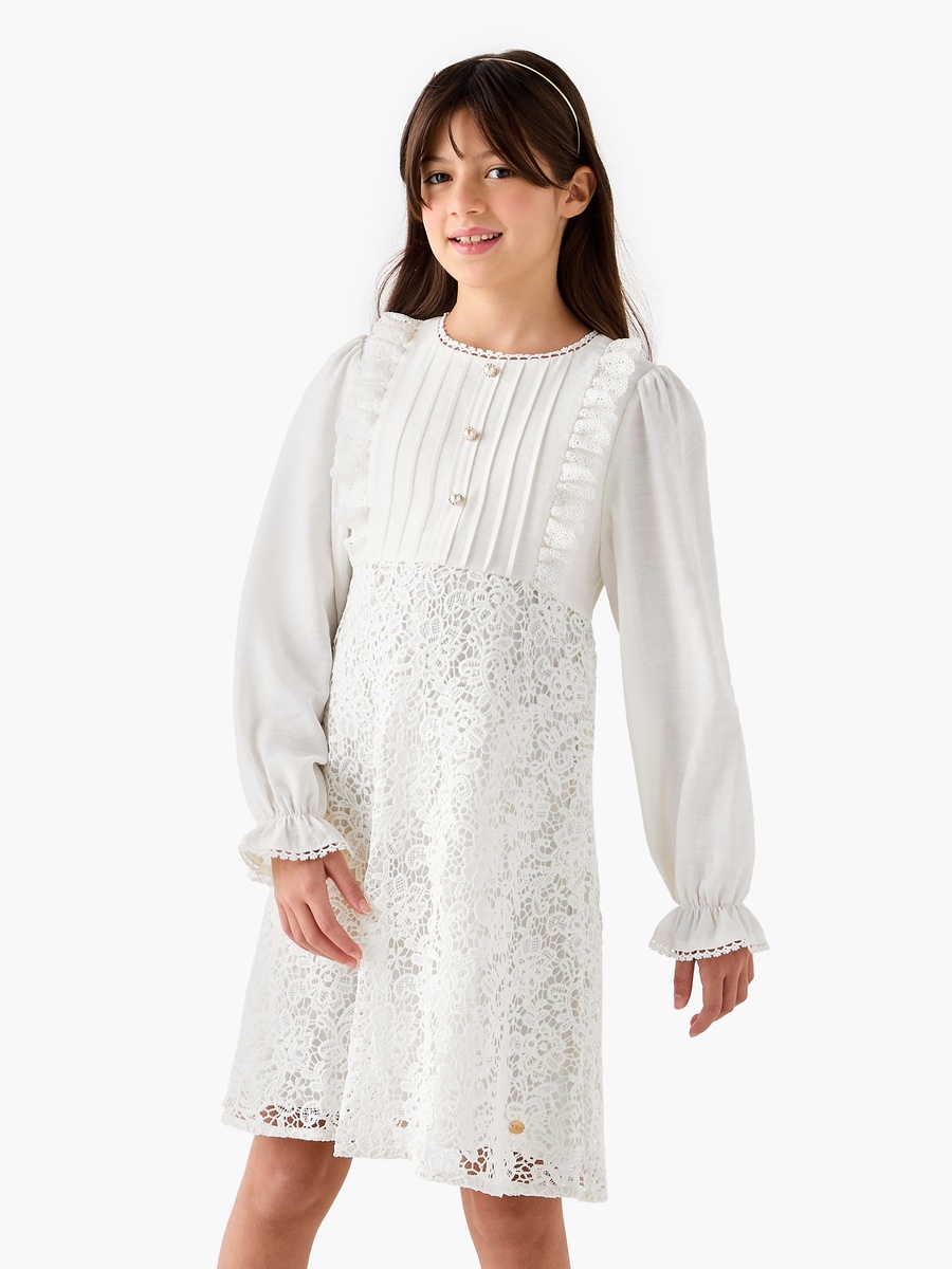 Lace Dress with Ruffles and Long Sleeves