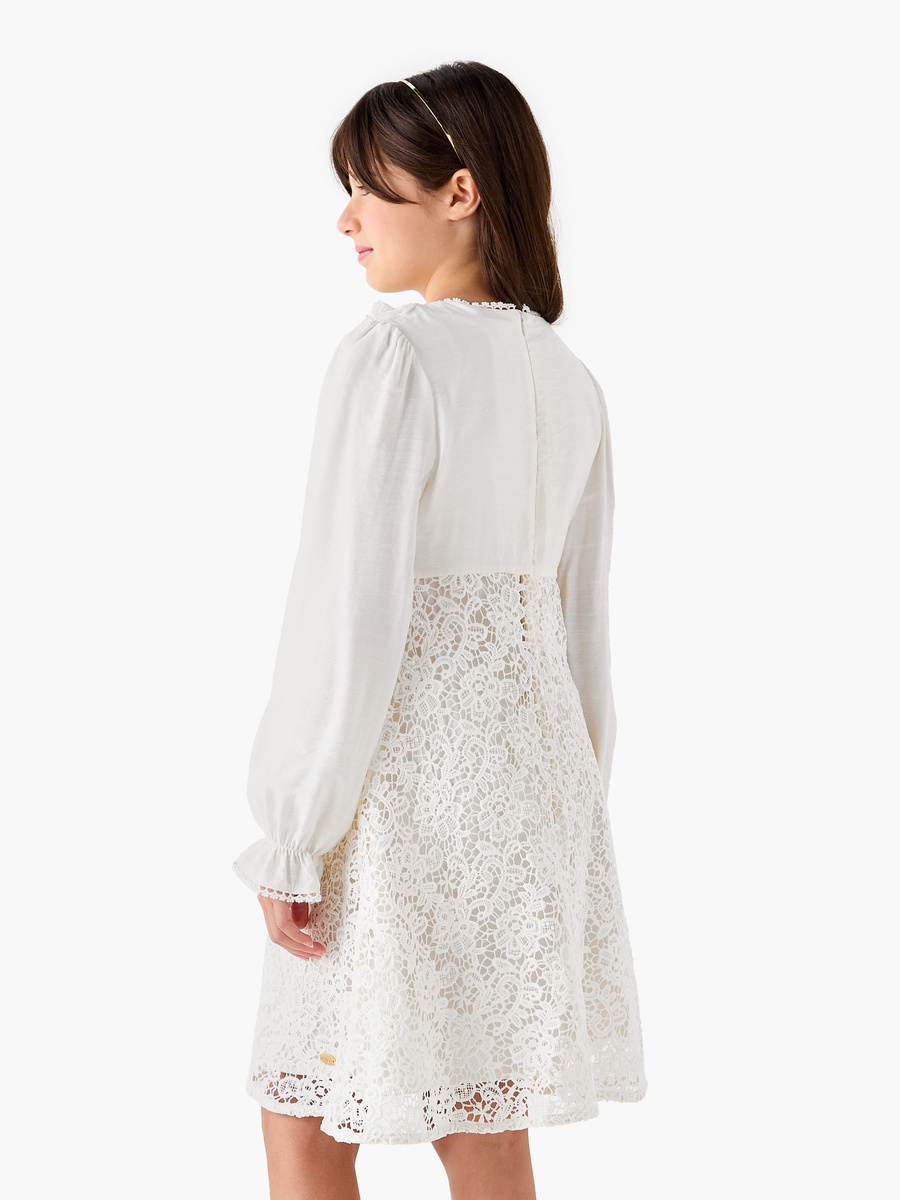 Lace Dress with Ruffles and Long Sleeves