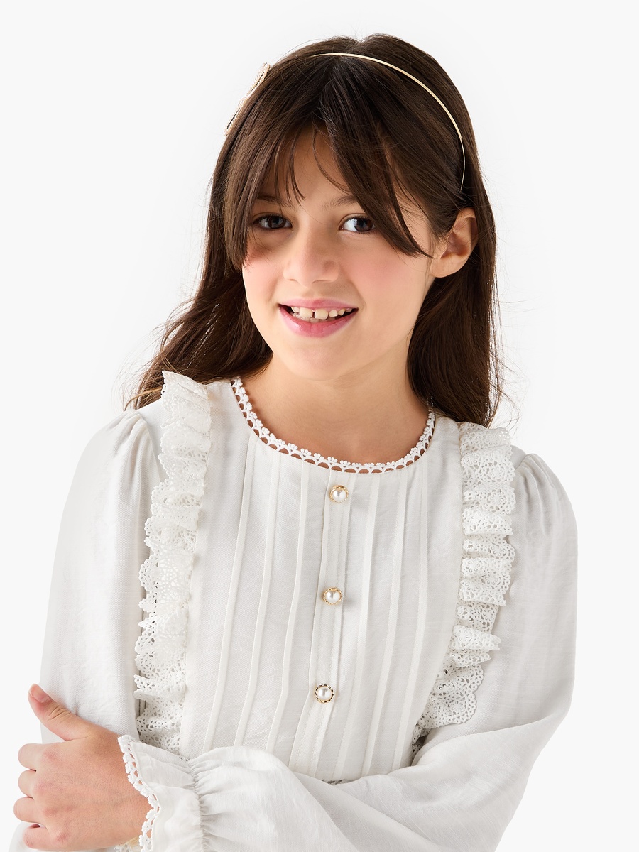 Lace Dress with Ruffles and Long Sleeves