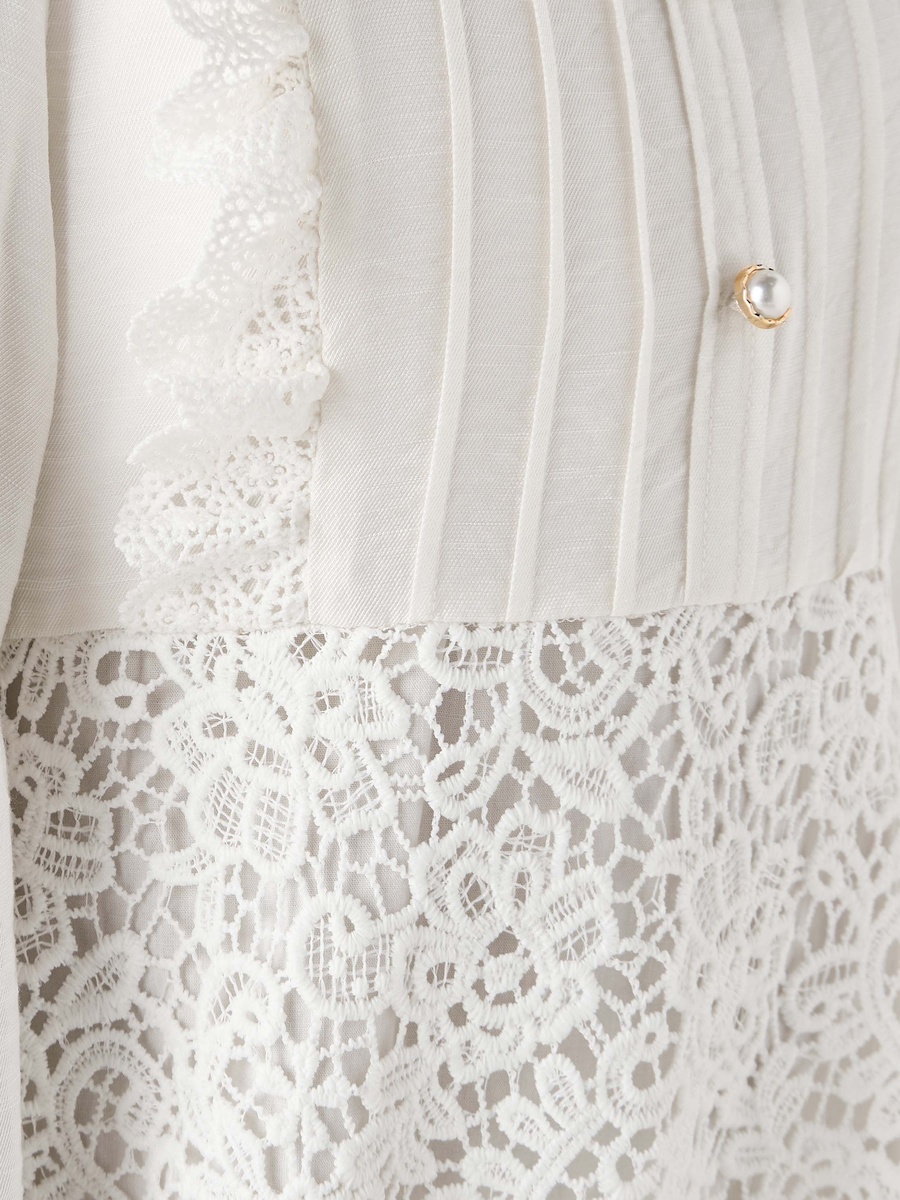 Lace Dress with Ruffles and Long Sleeves