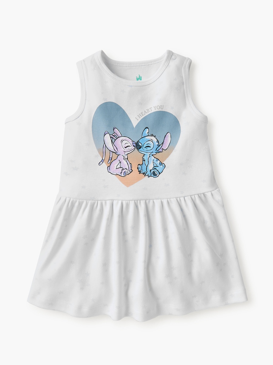 Stitch and Angel Print Dress with Round Neck - Set of 2