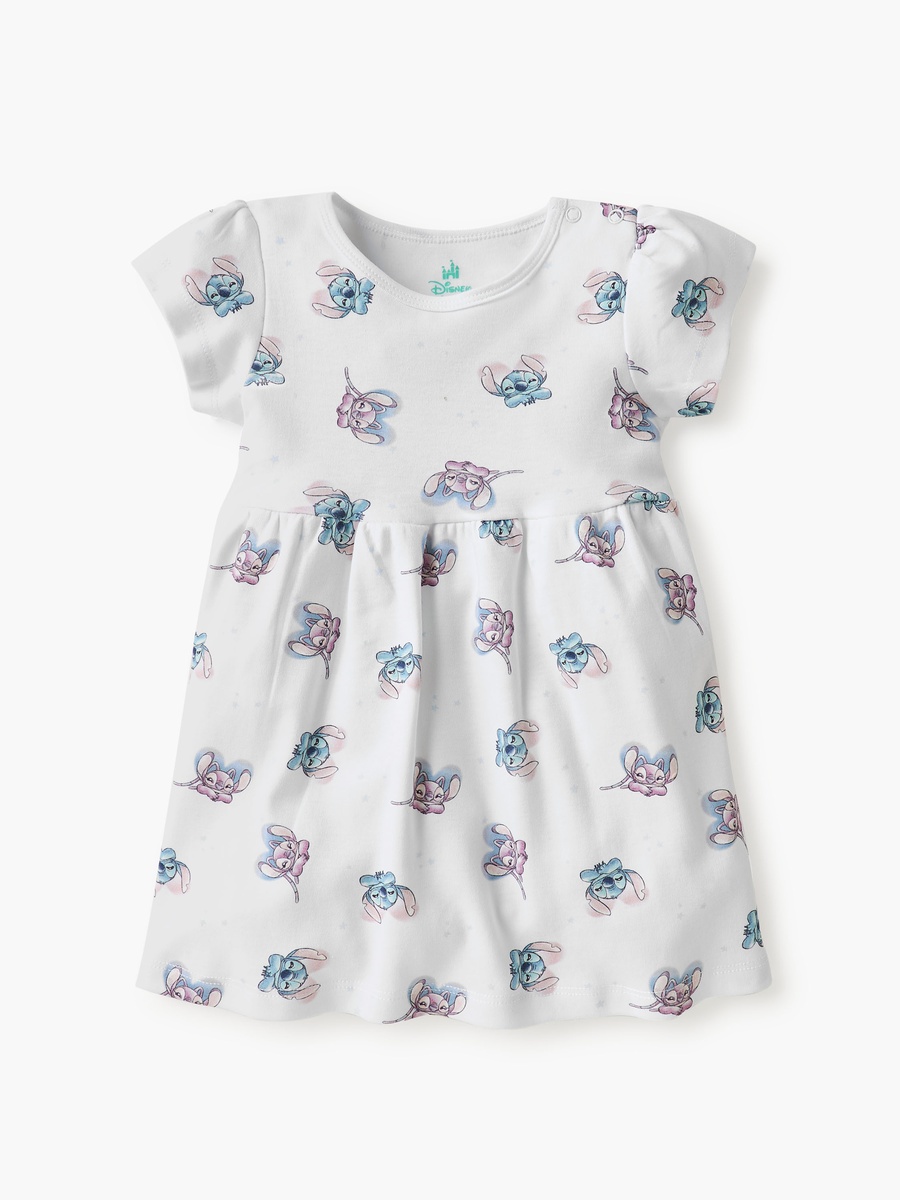 Stitch and Angel Print Dress with Round Neck - Set of 2