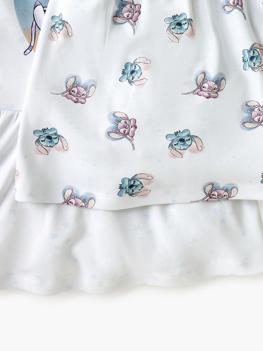 Stitch and Angel Print Dress with Round Neck - Set of 2