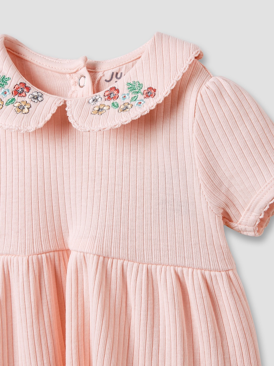 Embroidered Collared A-Line Dress