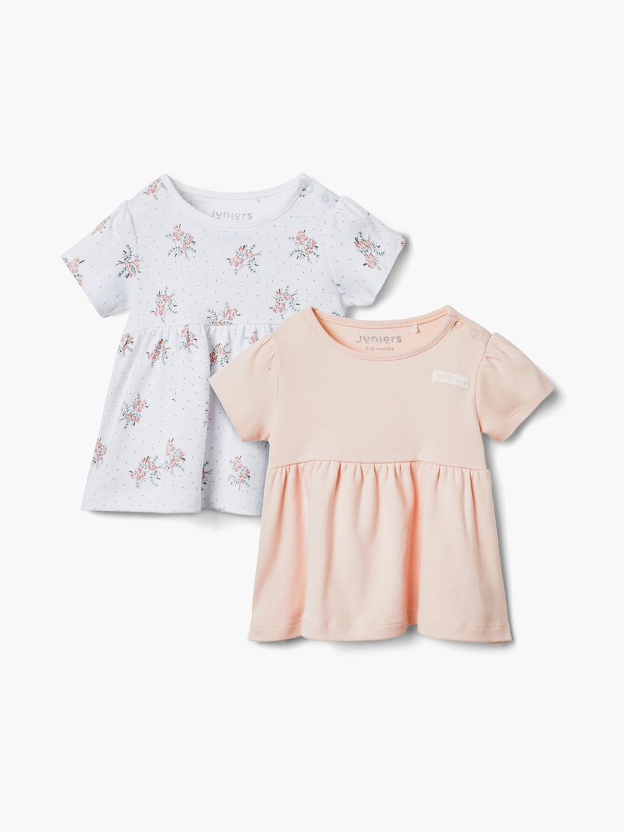 Assorted A-Line Dress with Round Neck and Short Sleeves - Set of 2