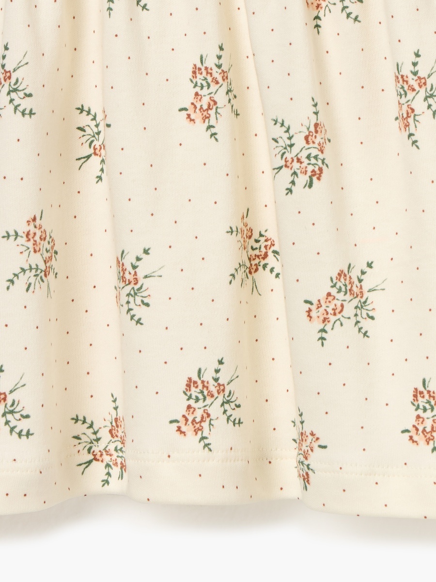 Floral Print Dress with Round Neck and Ruffle Sleeves