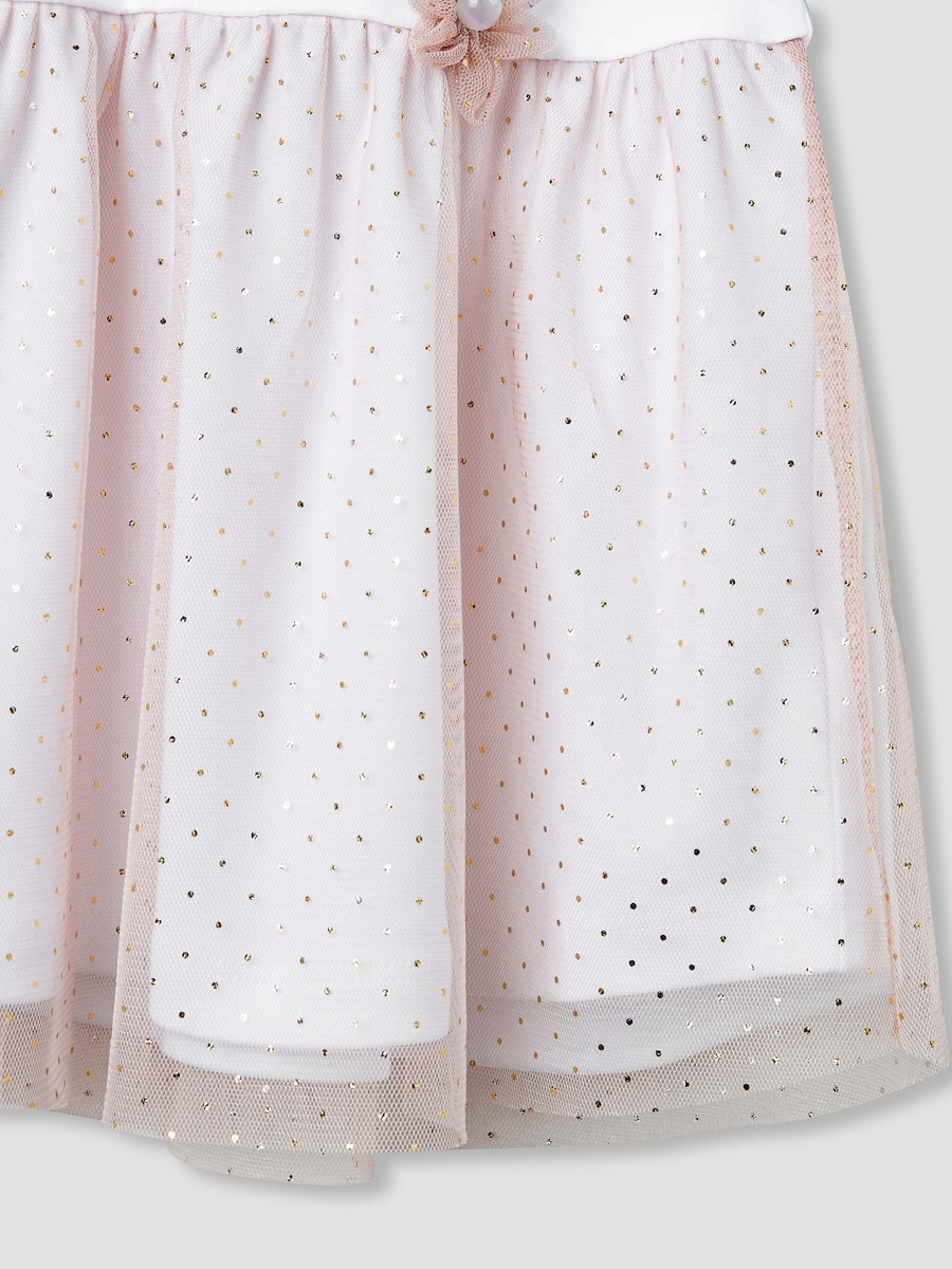 Printed A-Line Dress with Floral Accent