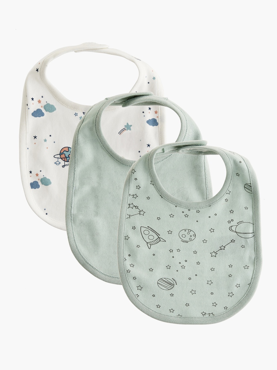Space Print Bib with Button Closure - Set of 2