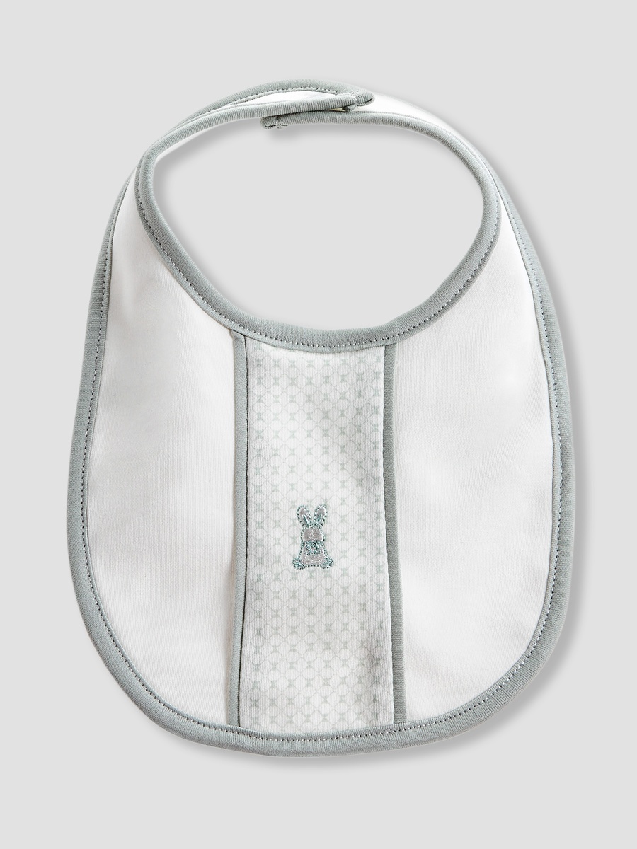 Bunny Embroidered Bib with Button Closure