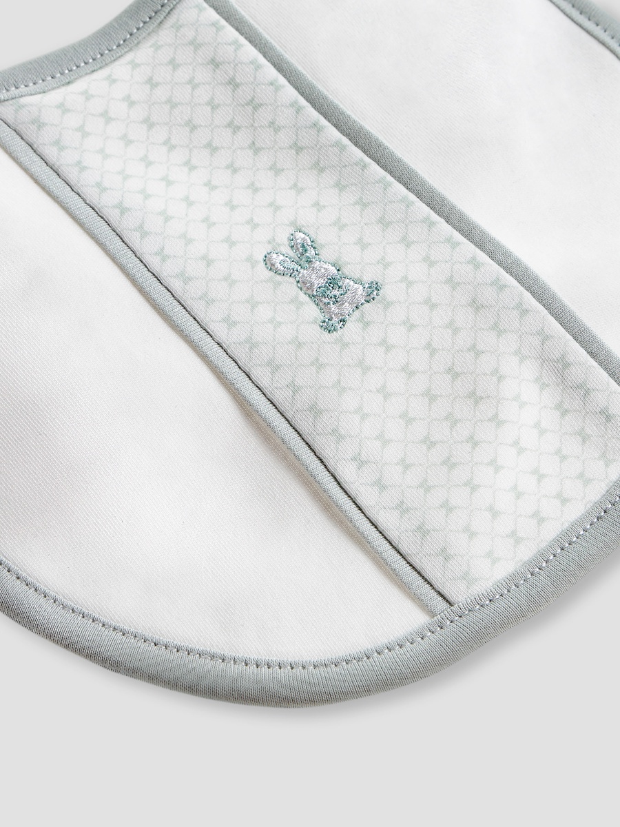 Bunny Embroidered Bib with Button Closure