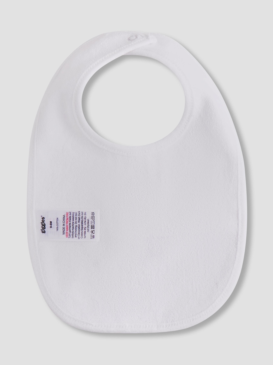 Giggles Embroidered Sailboat Bib with Button Closure