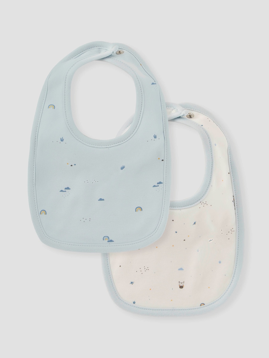 Printed Bib with Button Closure - Set of 2