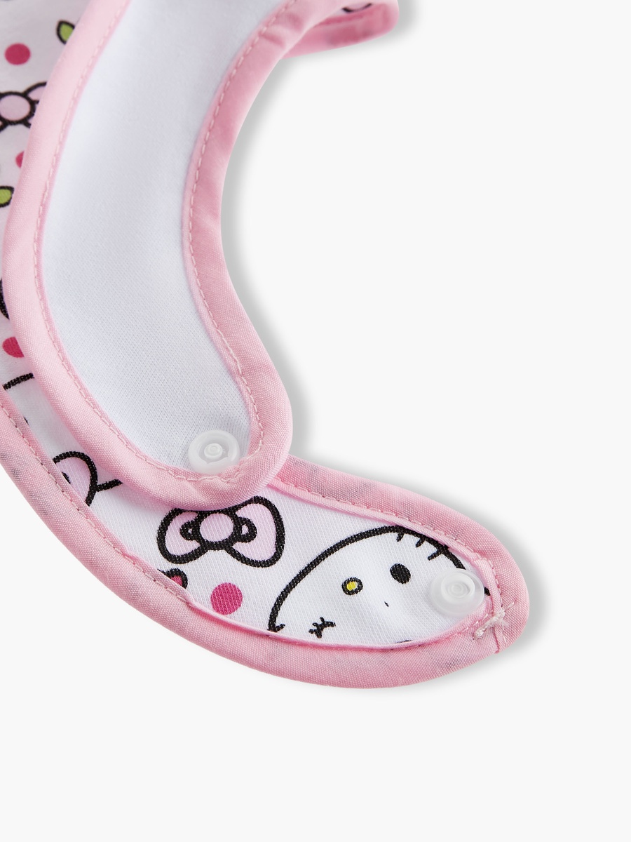 Hello Kitty Print Bibs with Button Closure - Set of 6