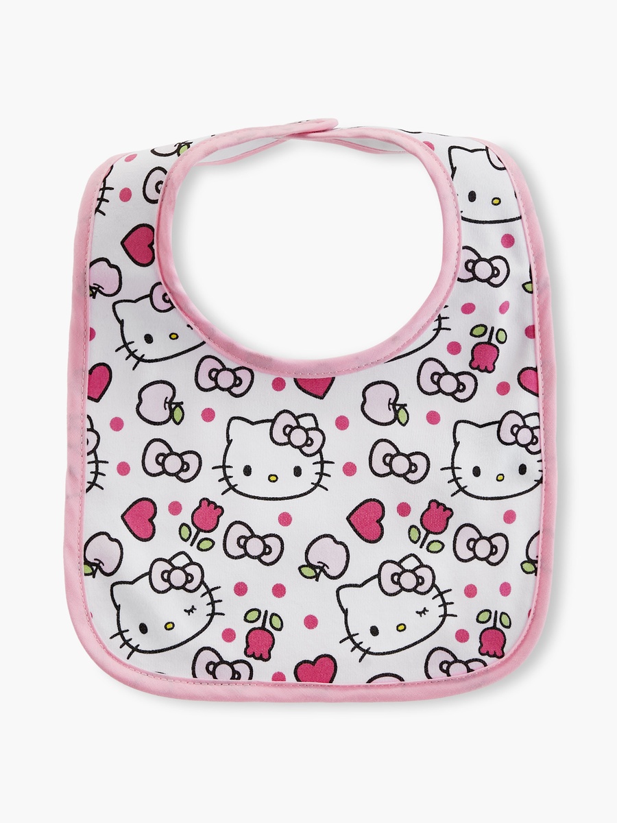 Hello Kitty Print Bibs with Button Closure - Set of 6