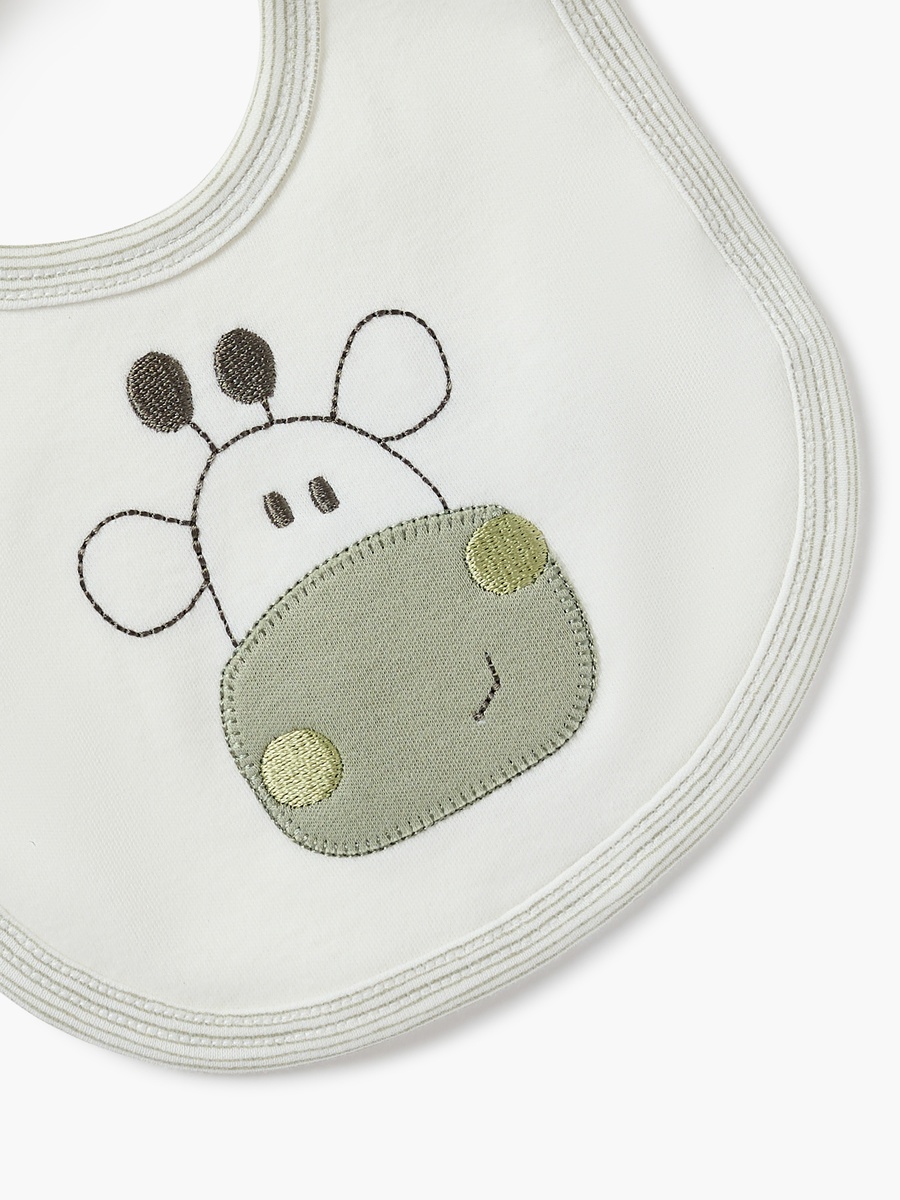 Giraffe Embroidered Bib with Button Closure