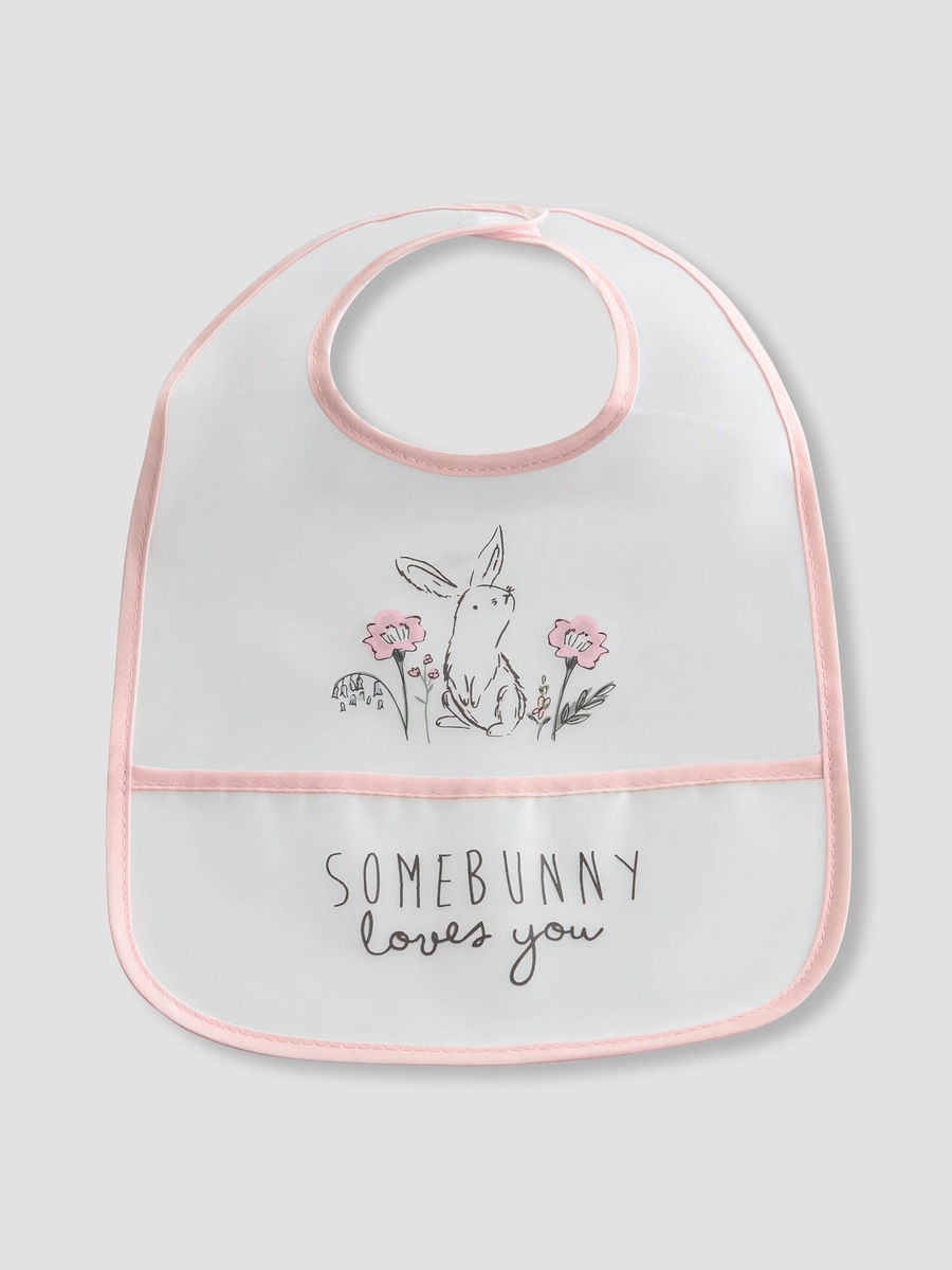 Floral Print Bib with Snap Button Closure - Set of 3