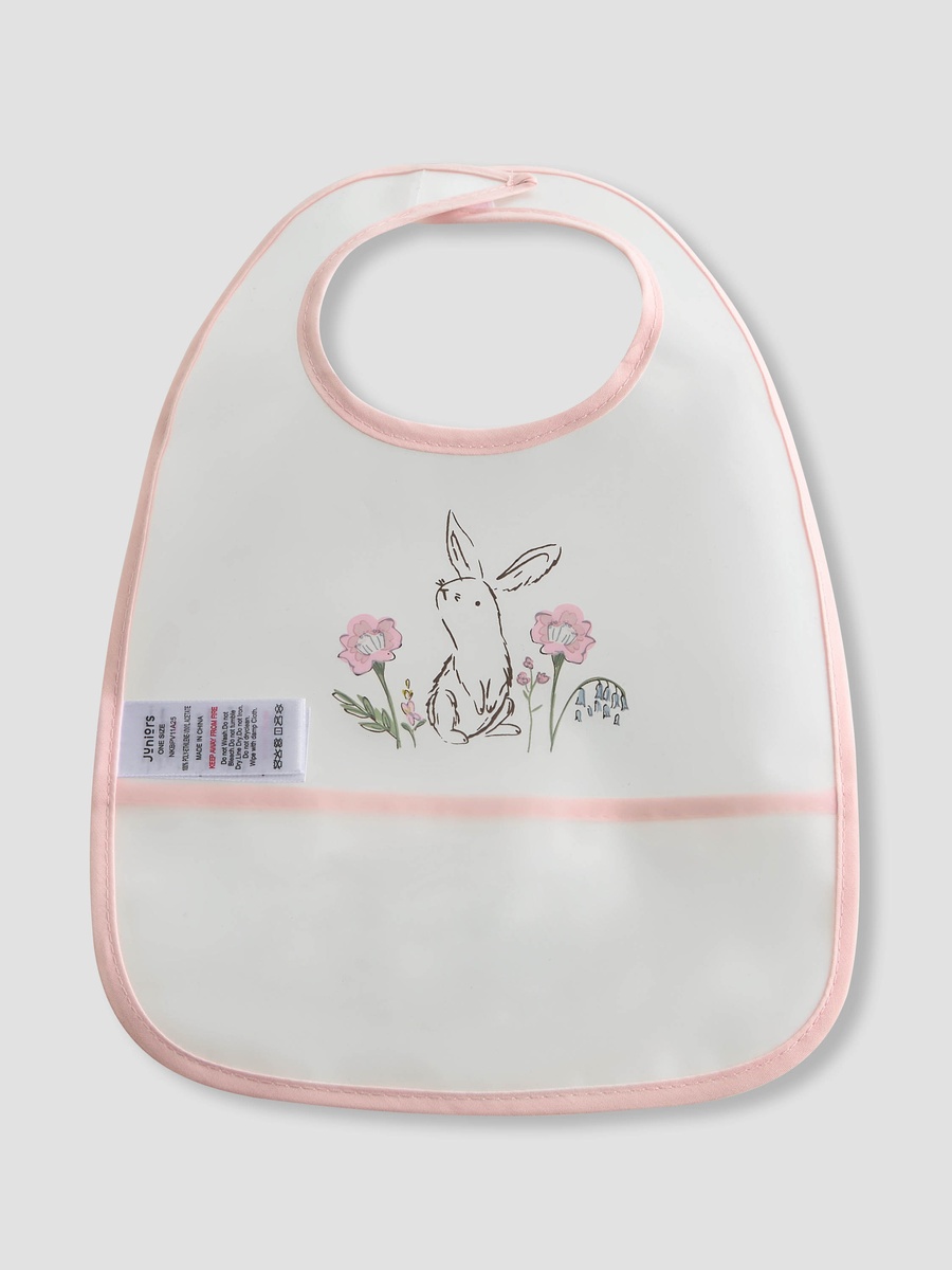 Floral Print Bib with Snap Button Closure - Set of 3