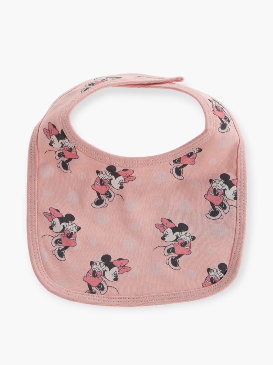 Minnie Mouse Print Bib with Snap Button Closure